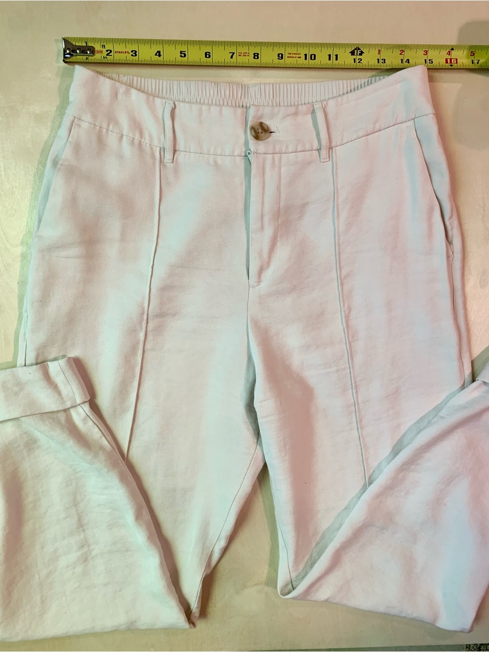 a new day Women’s Cream High-Waist Slim Straight Leg Ankle Pants | Size 10